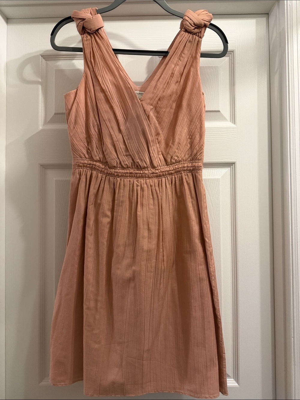 Banana Republic Knot-Shoulder V-Neck Mini Dress in Dusty Pink